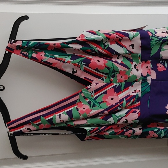Vince Camuto US 12 Floral Indigo and Pink Sleeveless Summer Dress - Picture 4 of 14
